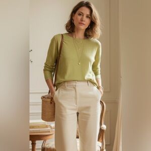 100% cashmere Vintage Cashmere & Co. Lime Green Sweater - Size M